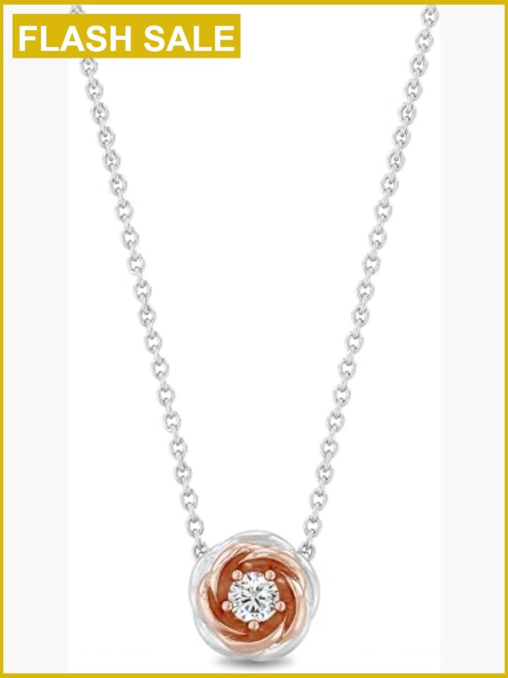 Enchanted Disney Belle Rose Pendant Necklace 14K Rose Gold over Sterling Silver